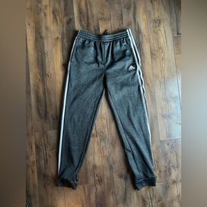 Adidas Youth Gray Jogger Sweatpants White Stripe Athletic Pants Size XL